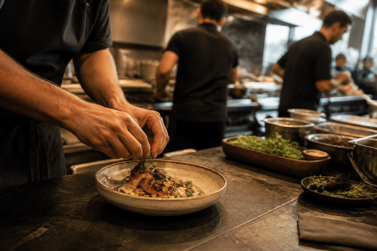 Equipo de BRASA terminando un plato